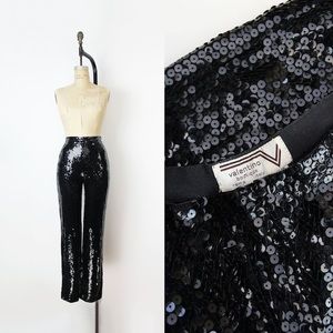 Vintage 1970s Valentino Fully Sequined Black Pants